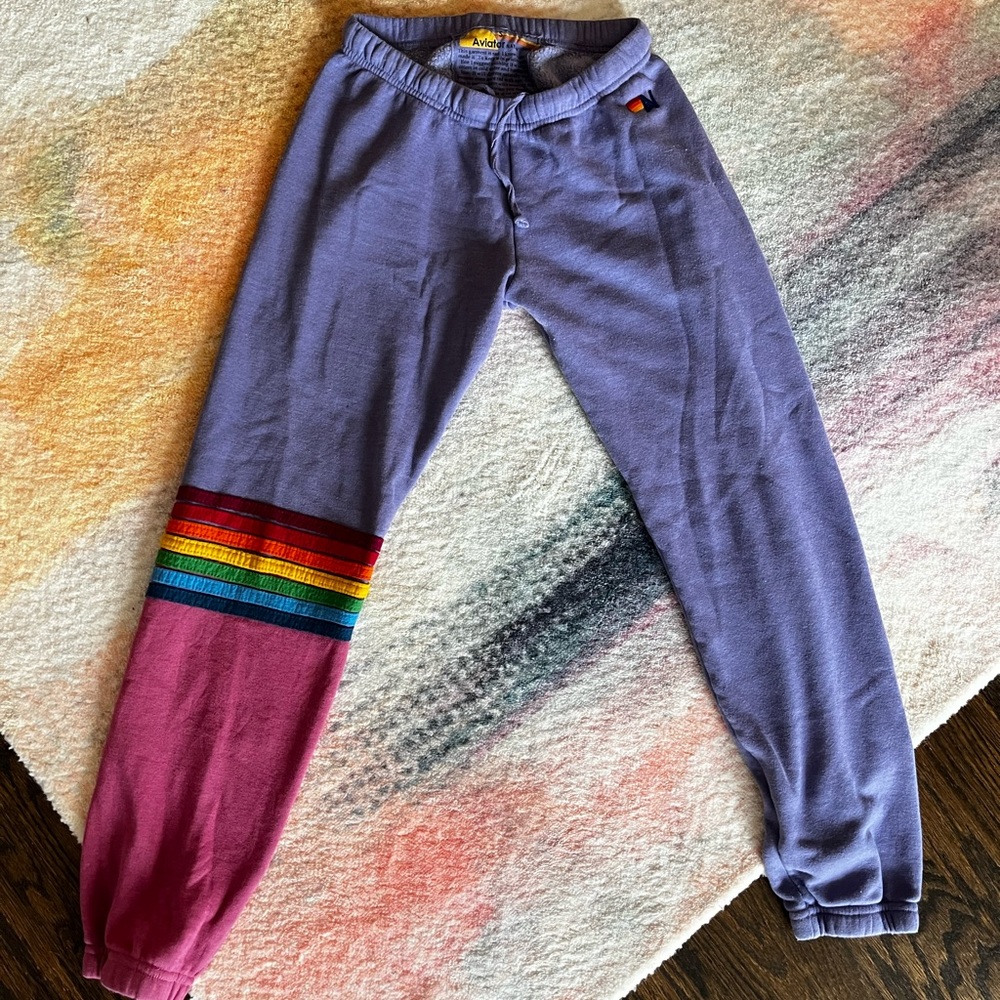 AVIATOR NATION 5 STRIPE SWEATPANTS - Lavender, Rainbow